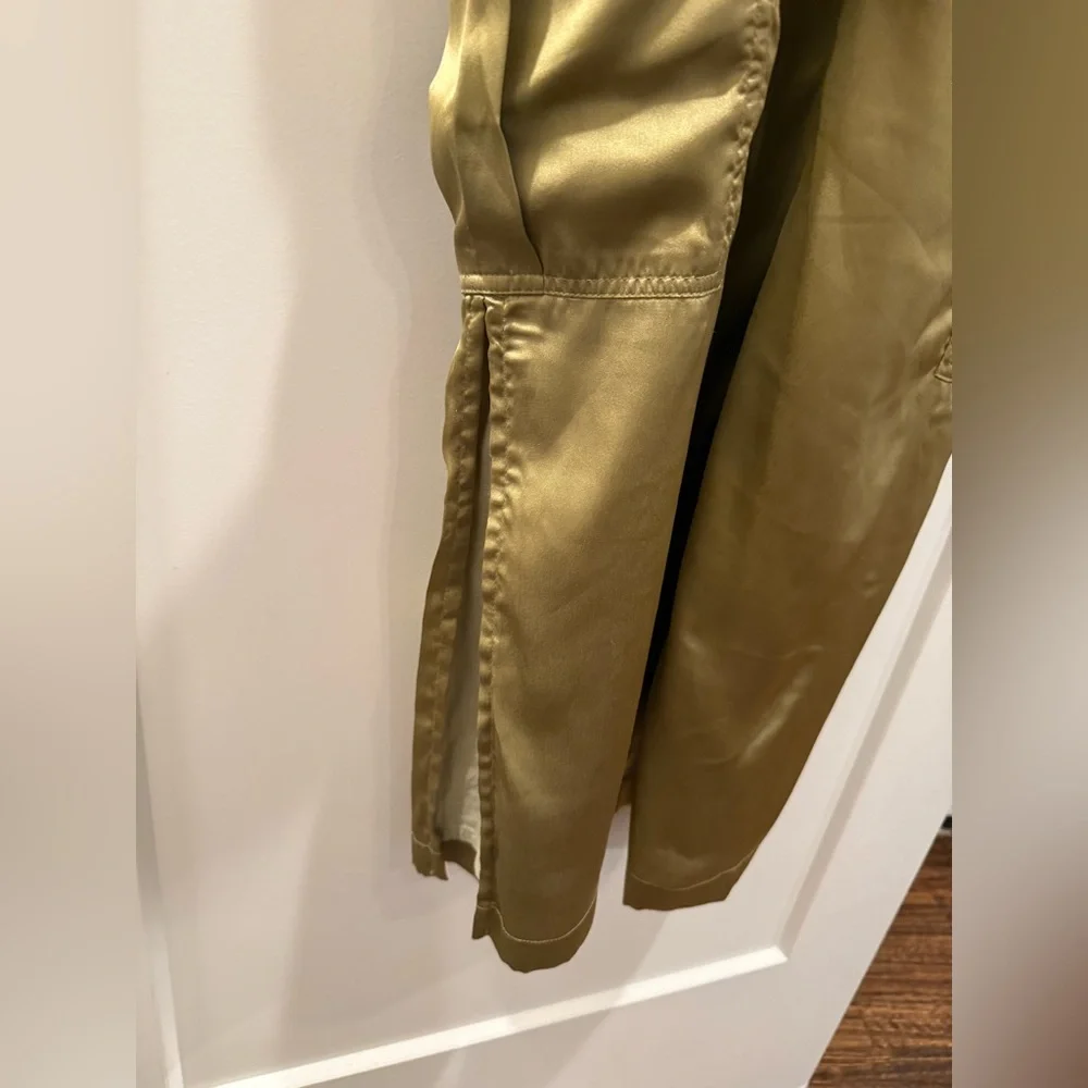 Love The Label Anthropologie Sleeveless Utility Satin Green Midi Dress Size XS - Picture 7 of 13